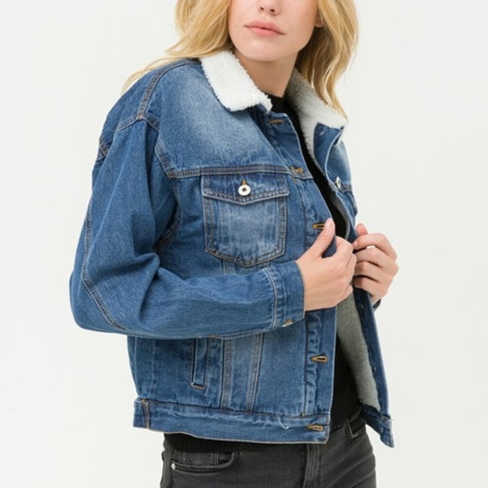 Denim Sherpa Lined Jacket